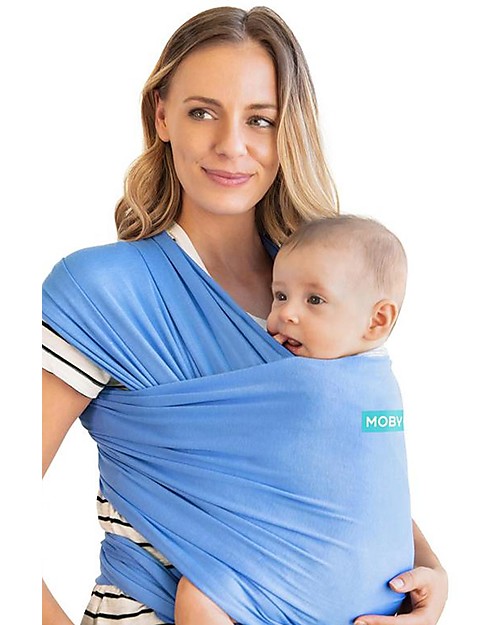 Moby Wrap Fascia Portabebè Evolution - Morbidissima e Facile da indossare - Fiordaliso Fasce Portabebé